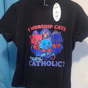 NWT! Does that make me Catholic— baby tee